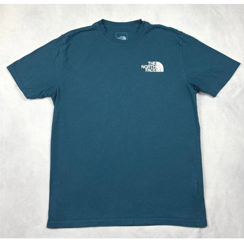 The North Face Mens‎ Teal Blue Graphic T-Shirt Circular Design Van Kayak M A8CR8